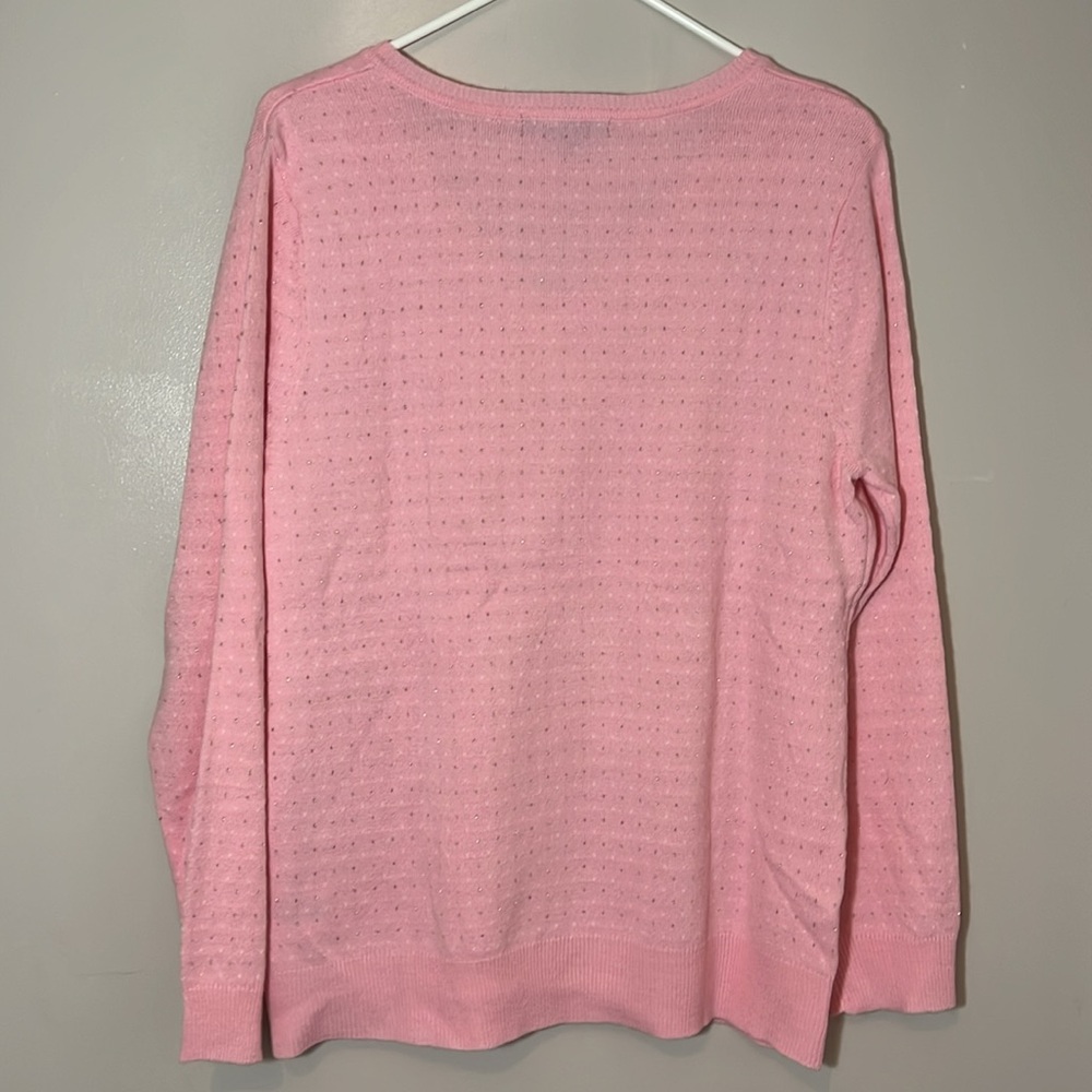 Basic Editions Pink Sweater- Gold Sparkle details throughout Large - Picture 9 of 9